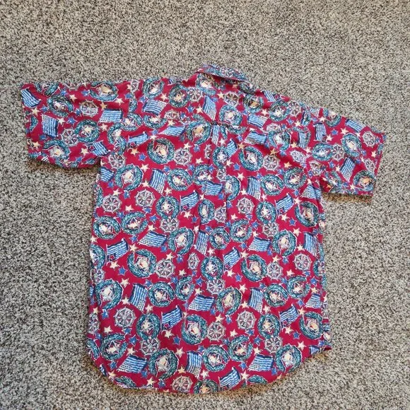 Vintage America's‎ Cup 1995 Short Sleeve Shirt Mens Large Red BD Baggies Cotton - Picture 3 of 8